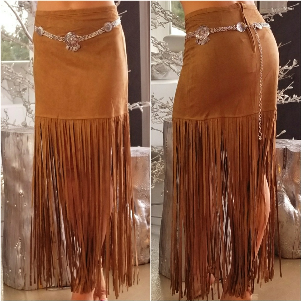 ♥️LAST IN SIZE♥️"BOHO BEAUTY" FRINGED MAXI SKIRT - Picture 2 of 2